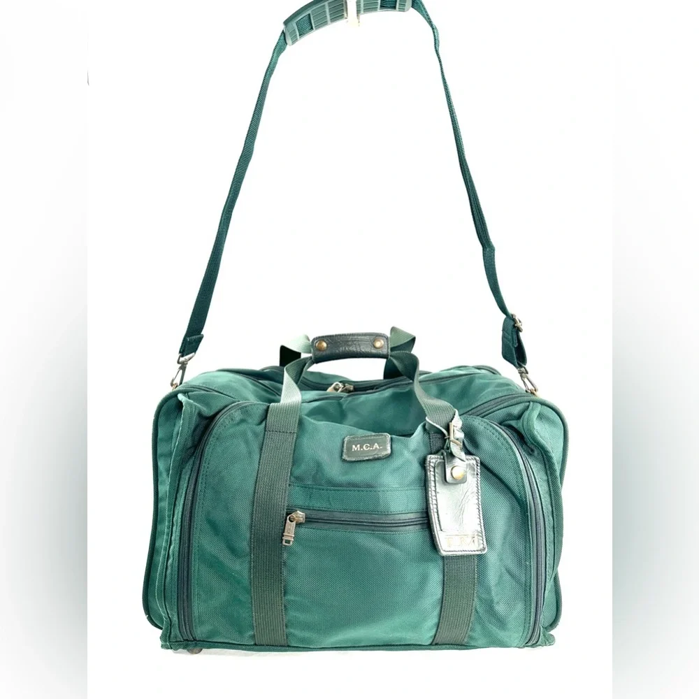 Tumi Vintage Green Ballistic Nylon Large Messenger Briefcase Laptop Bag Travel